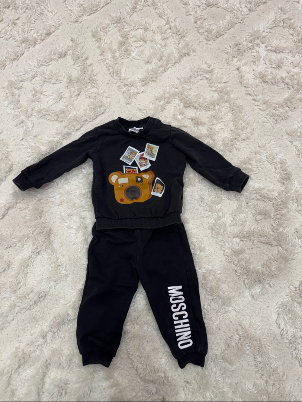 Moschino Black Kids Sweat Set with Bear Graphic
